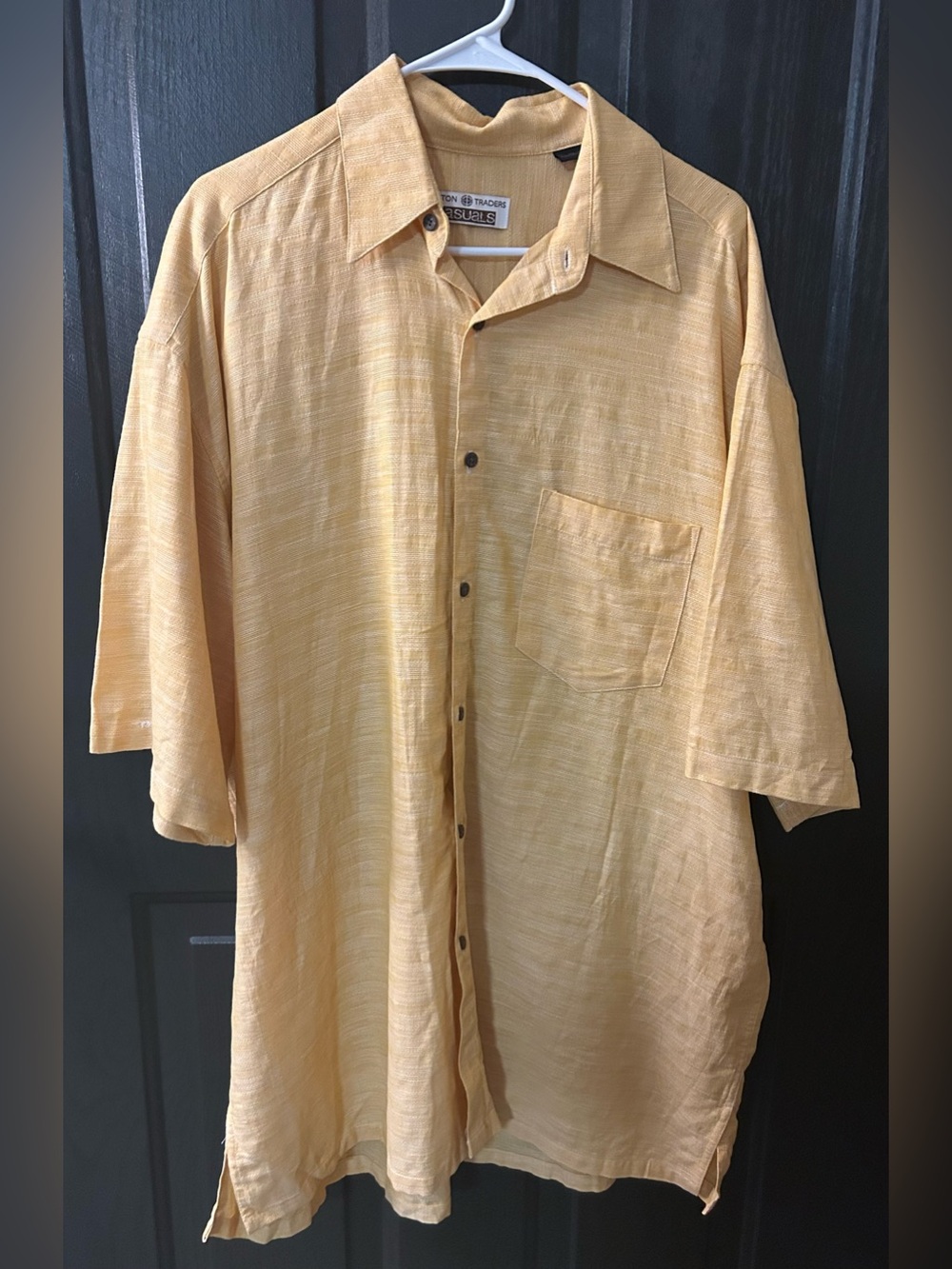 Cotton Traders Casuals Yellow Button-Up Shirt